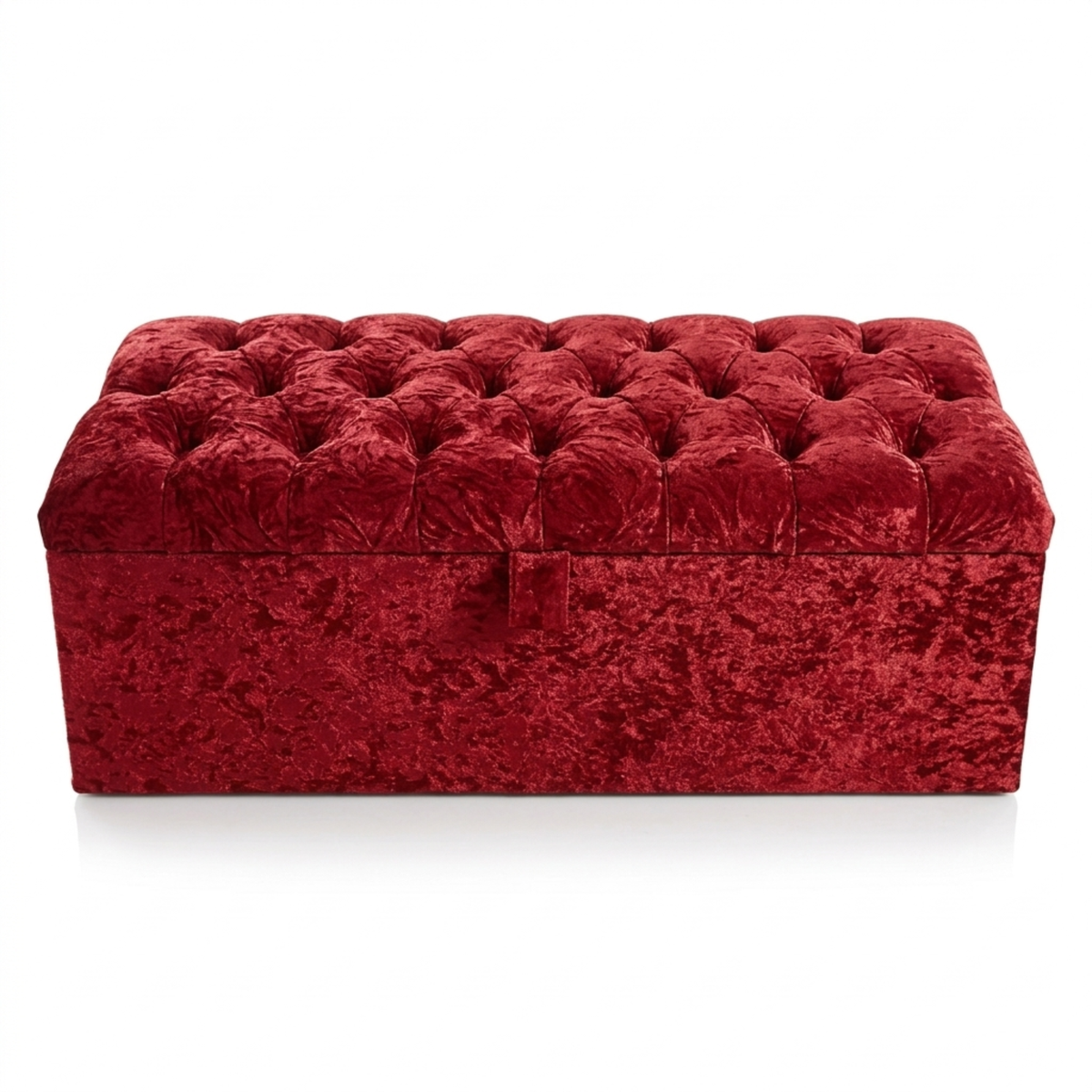 Crushed Velvet Ottoman Storage Bench | Tufted Bed End Bench with Gas Lift Lid