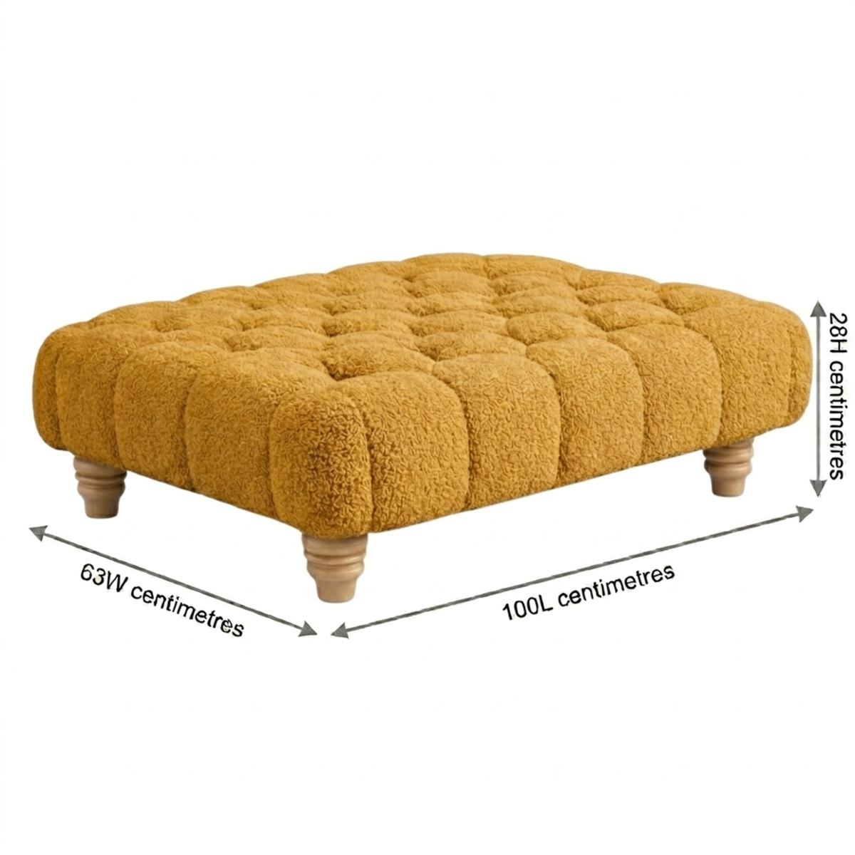 Chesterfield Foot Stool - Teddy Fabric Footstool Pouffe - Multifunctional Ottoman Rectangle Stool Boucle, Coffee Table for Living Room Bedroom Furniture
