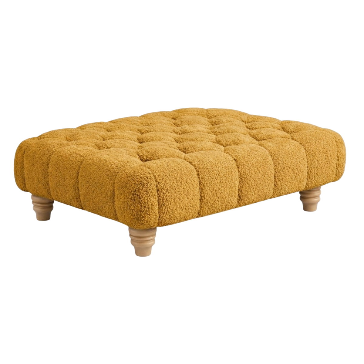 Chesterfield Foot Stool - Teddy Fabric Footstool Pouffe - Multifunctional Ottoman Rectangle Stool Boucle, Coffee Table for Living Room Bedroom Furniture