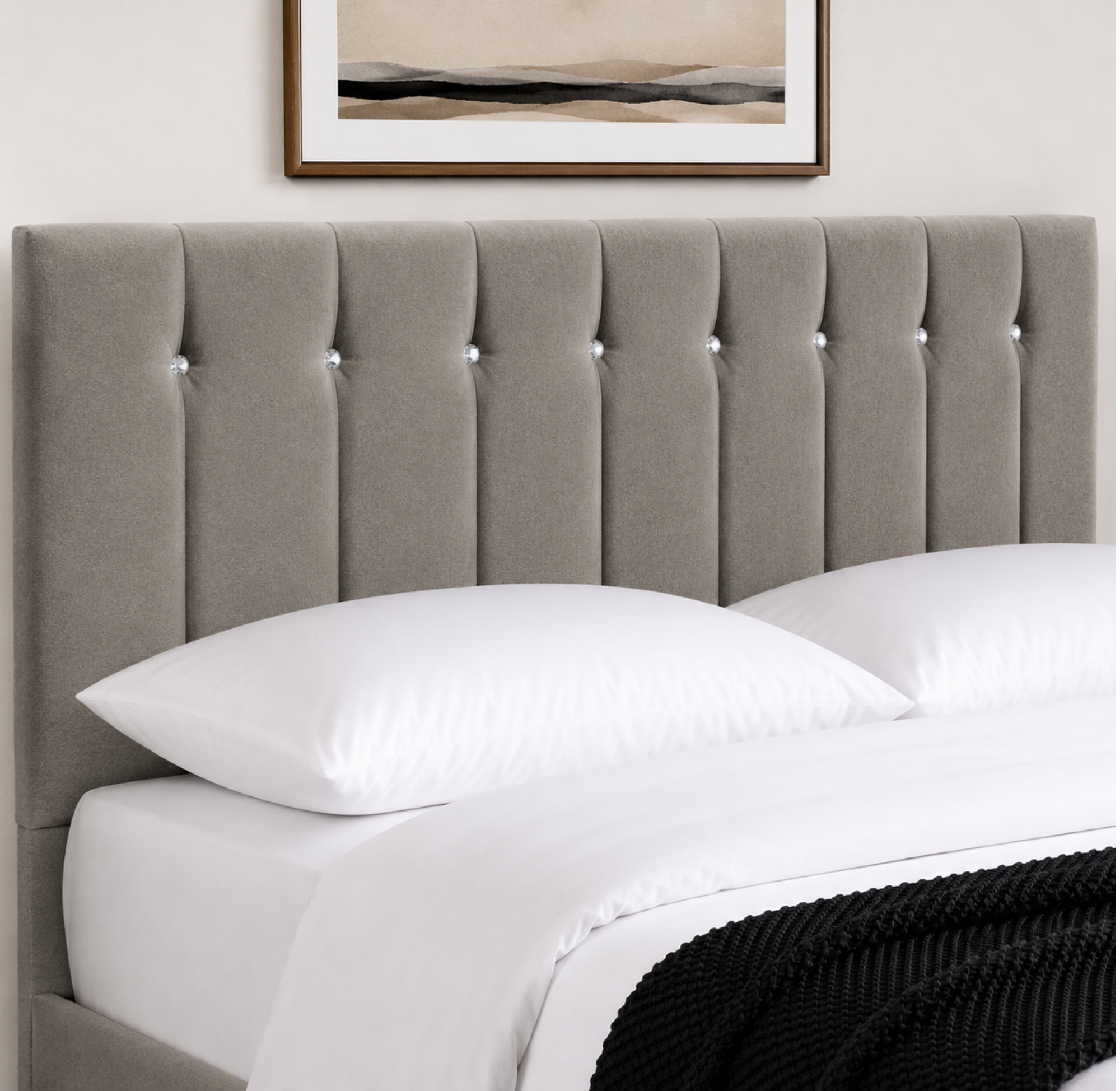 24" Sandal Plush Fabric Headboard for Beds | Padded Divan Bed Headboard