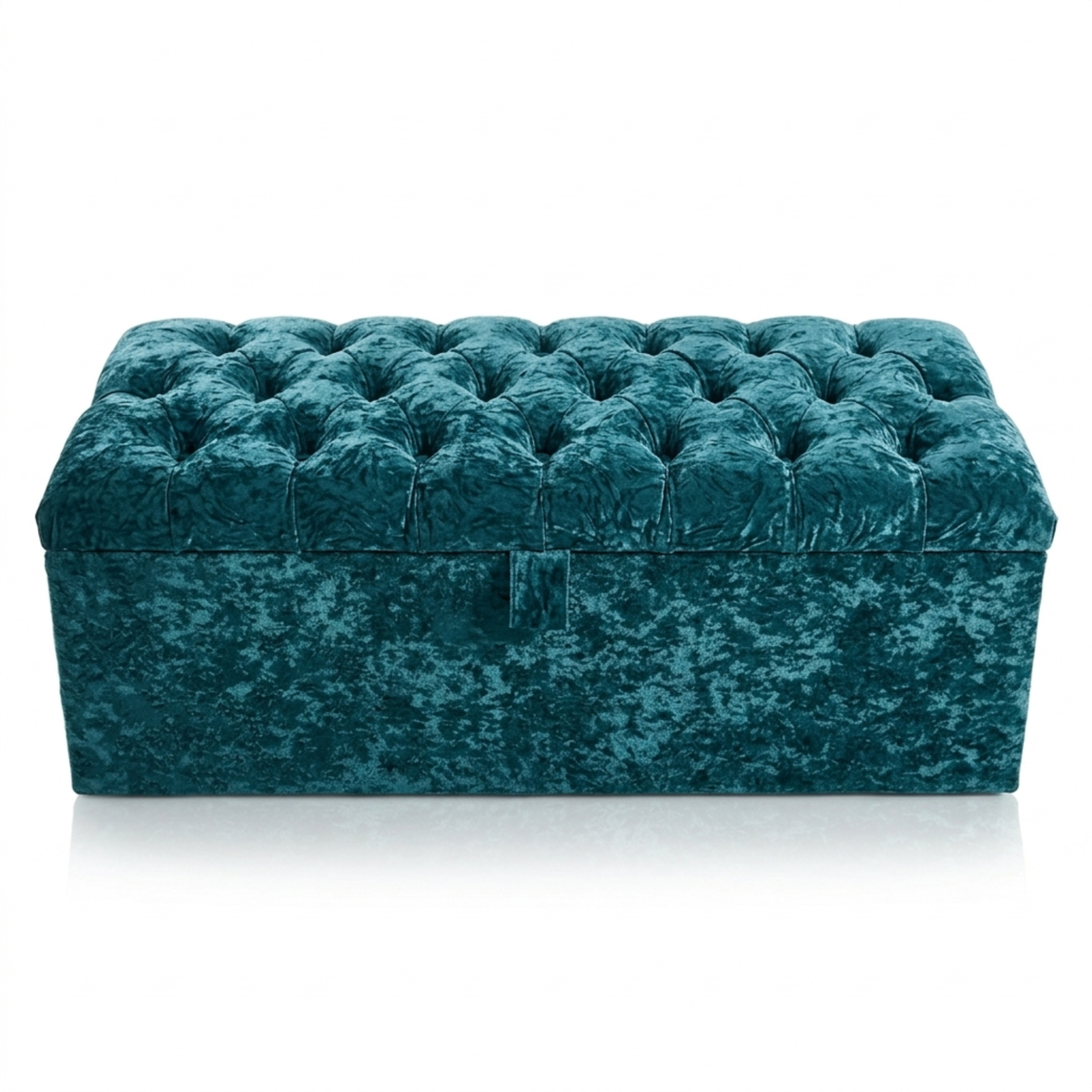Crushed Velvet Ottoman Storage Bench | Tufted Bed End Bench with Gas Lift Lid