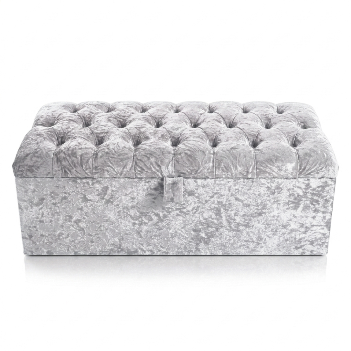 Crushed Velvet Ottoman Storage Bench | Tufted Bed End Bench with Gas Lift Lid
