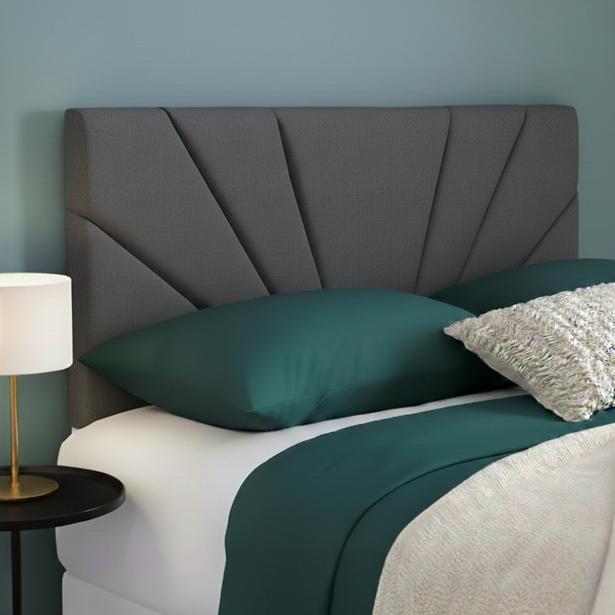 Butterfly Plush Fabric Upholstered Headboard | Padded Divan Bed Headboard | 24" Luxury Headboard