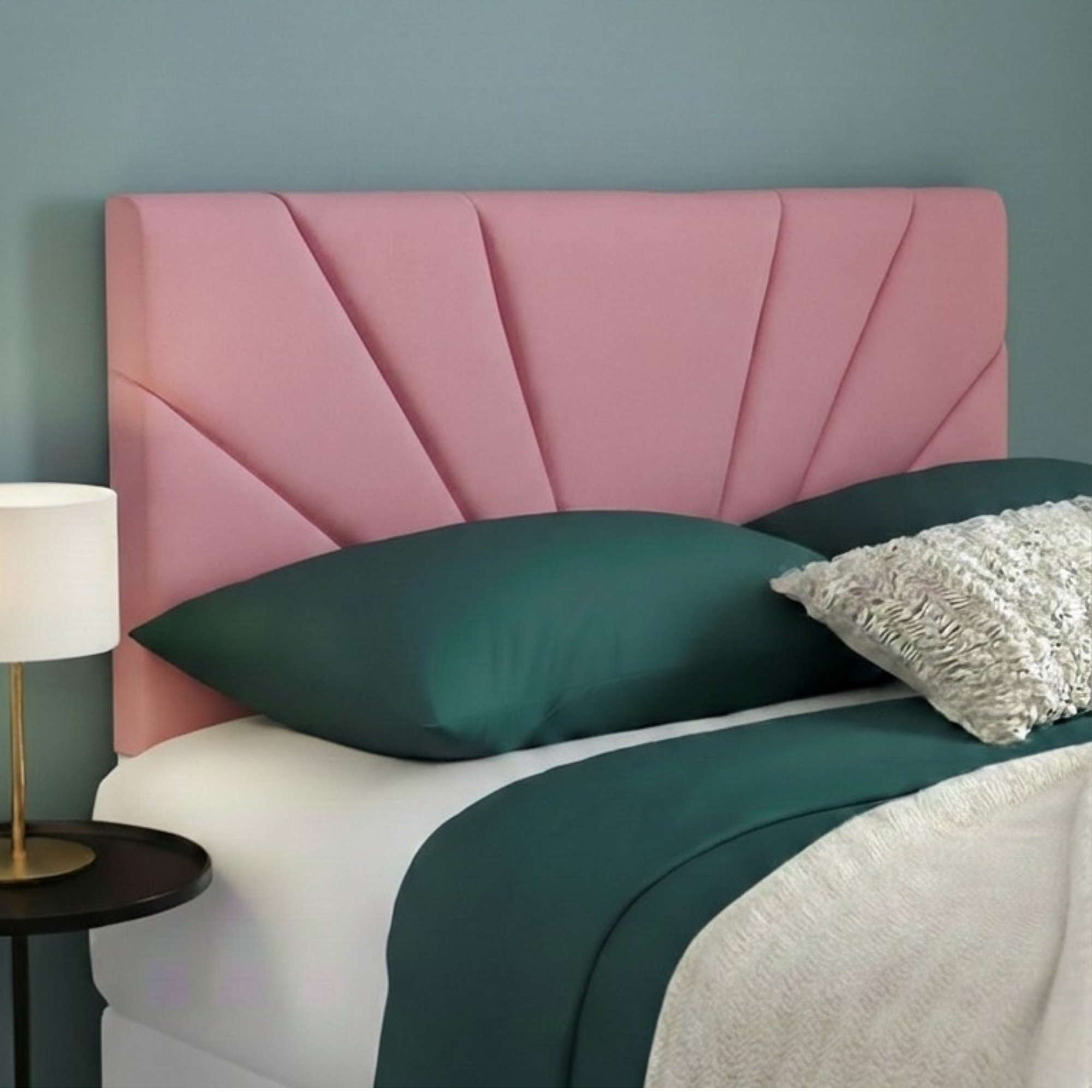 Butterfly Plush Fabric Upholstered Headboard | Padded Divan Bed Headboard | 24" Luxury Headboard